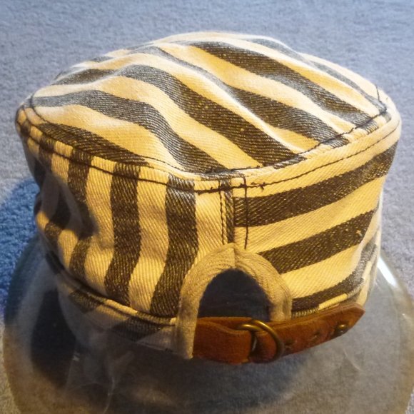 GRACE Vintage Grey Striped  Hat - Picture 3 of 5